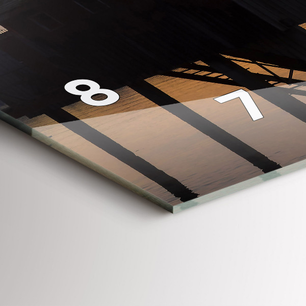 Vízszintes üvegóra Naplemente a tó felett