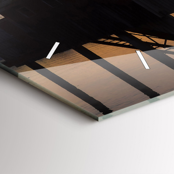 Vízszintes üvegóra Naplemente a tó felett