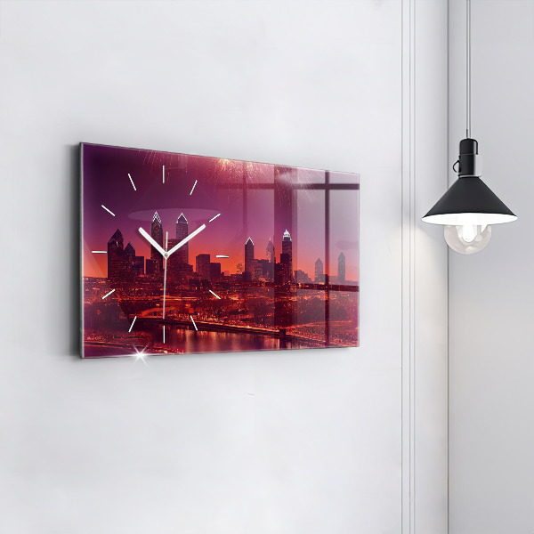 Vízszintes üvegóra Philadelphia City éjjel