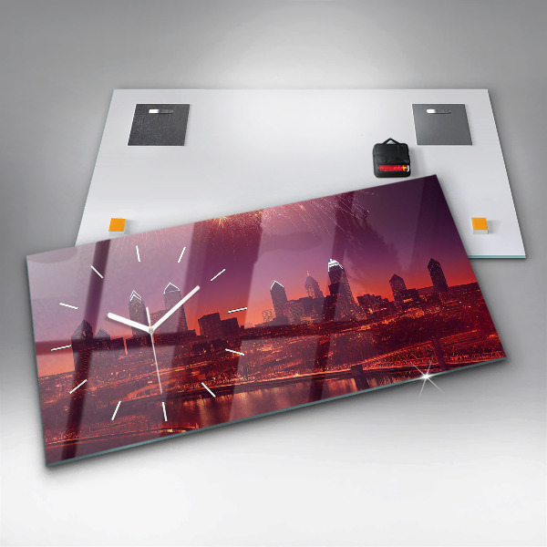 Vízszintes üvegóra Philadelphia City éjjel