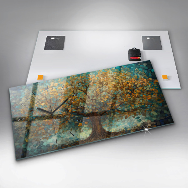 Vízszintes üvegóra Mozaik fa