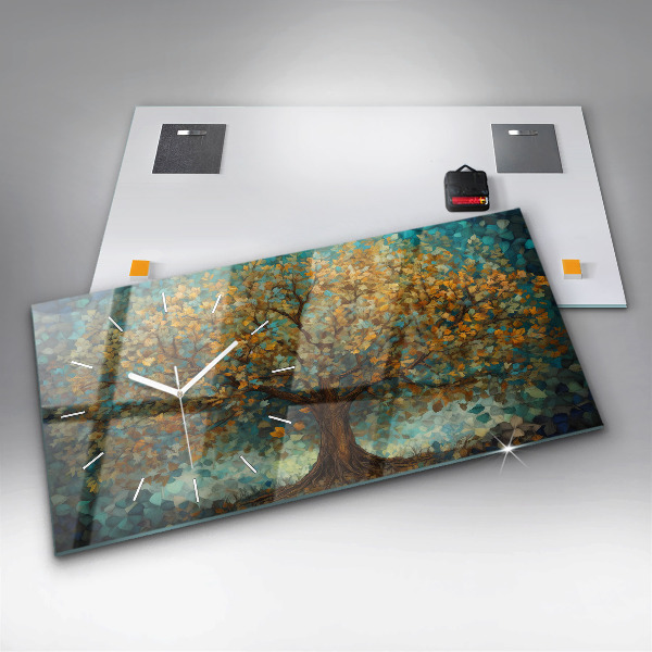 Vízszintes üvegóra Mozaik fa