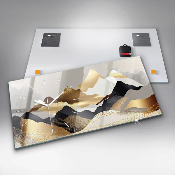 Vízszintes üvegóra Absztrakt arany hegyek