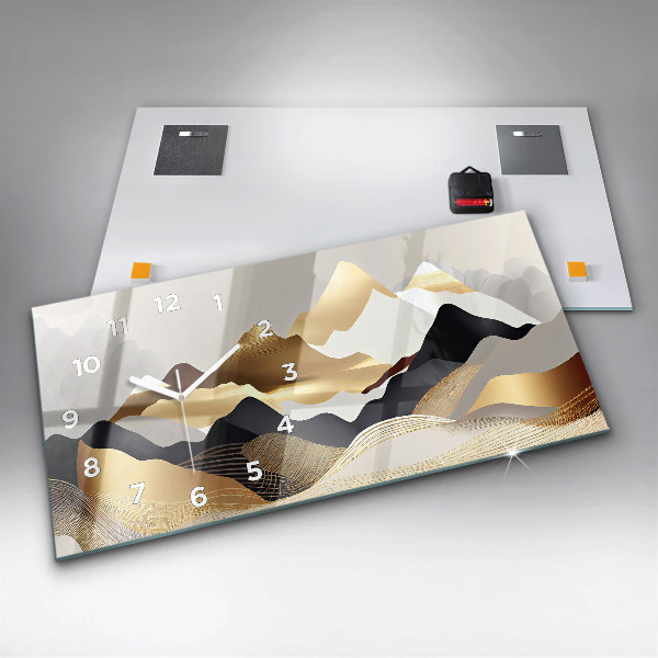 Vízszintes üvegóra Absztrakt arany hegyek