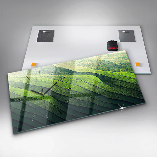 Vízszintes üvegóra Zöld mezők absztrakció