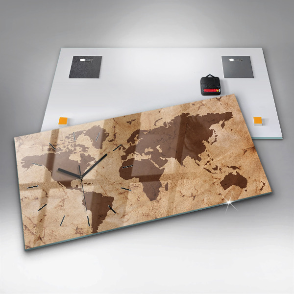 Vízszintes üvegóra Vintage világtérkép