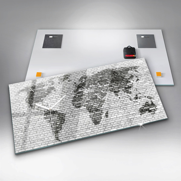Vízszintes üvegóra Téglafal világtérkép