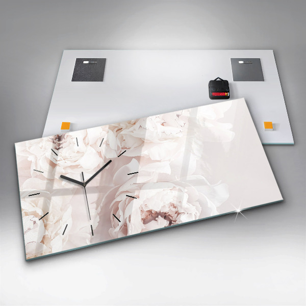 Vízszintes üvegóra Bazsarózsa virágok