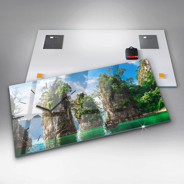 Vízszintes üvegóra Tó fák természet