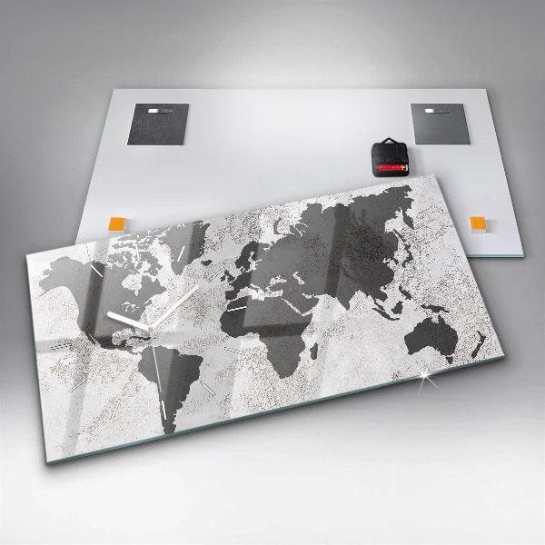 Vízszintes üvegóra Világtérkép beton