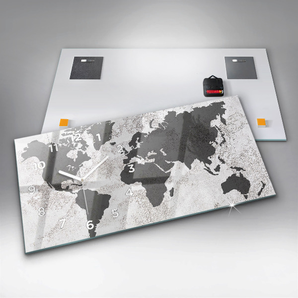 Vízszintes üvegóra Világtérkép beton