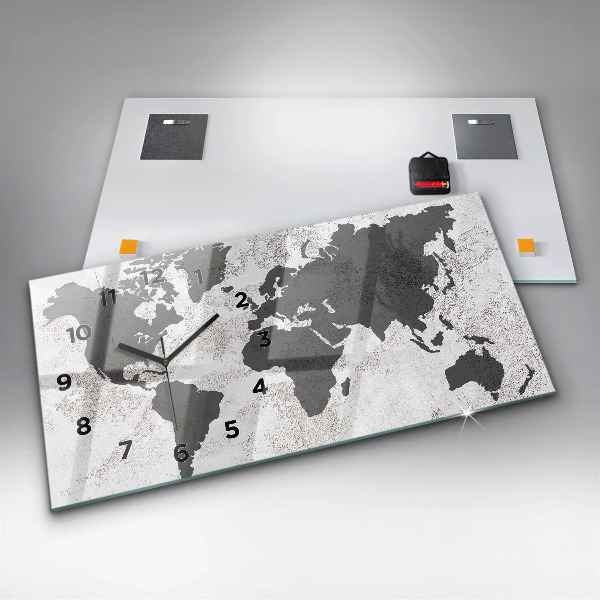 Vízszintes üvegóra Világtérkép beton