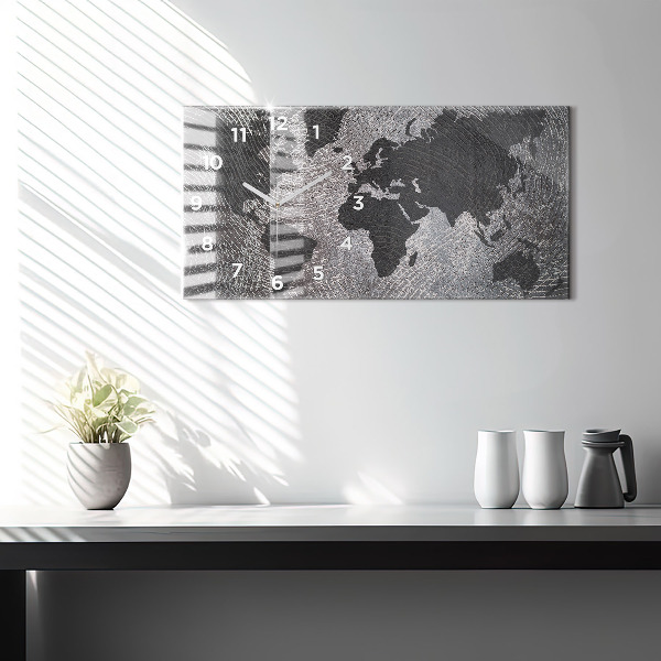 Vízszintes üvegóra Világtérkép beton