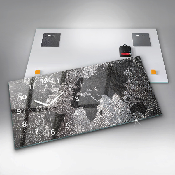 Vízszintes üvegóra Világtérkép beton