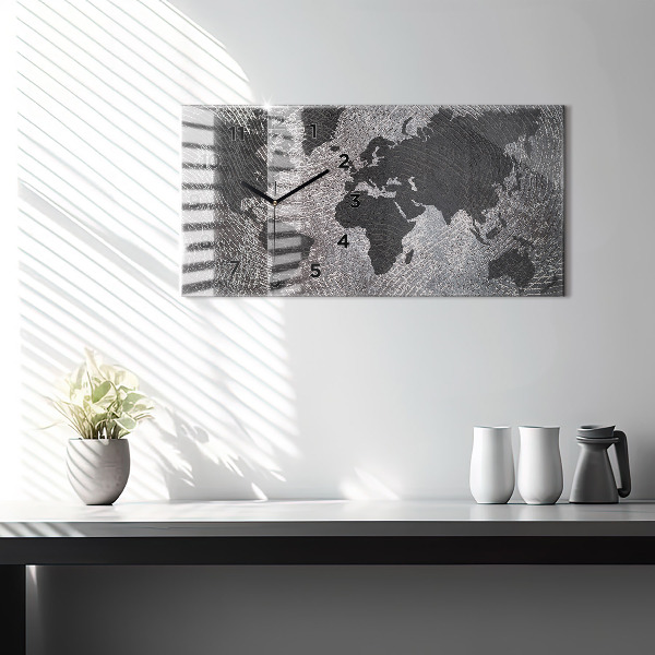 Vízszintes üvegóra Világtérkép beton