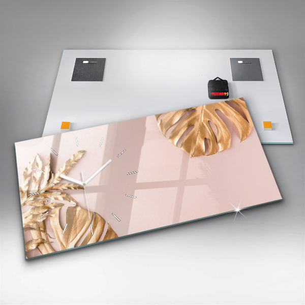 Vízszintes üvegóra Arany trópusi levelek