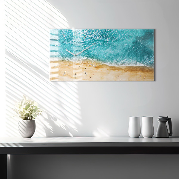 Vízszintes üvegóra tengerparti emberek