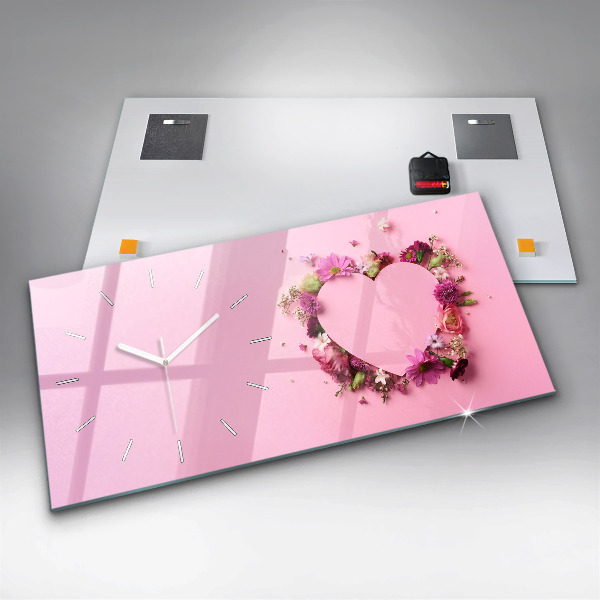 Vízszintes üvegóra Virágok szíve