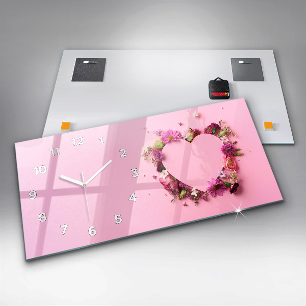 Vízszintes üvegóra Virágok szíve