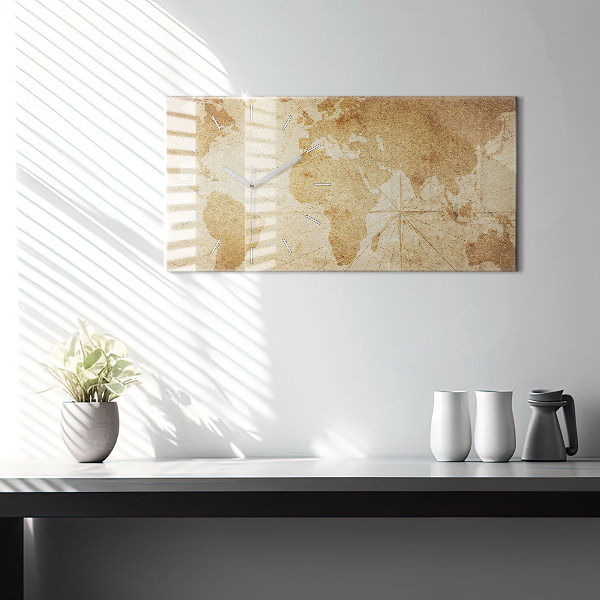 Vízszintes üvegóra Vintage világtérkép