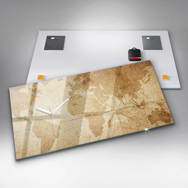 Vízszintes üvegóra Vintage világtérkép