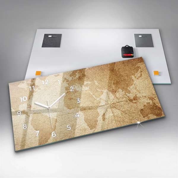 Vízszintes üvegóra Vintage világtérkép