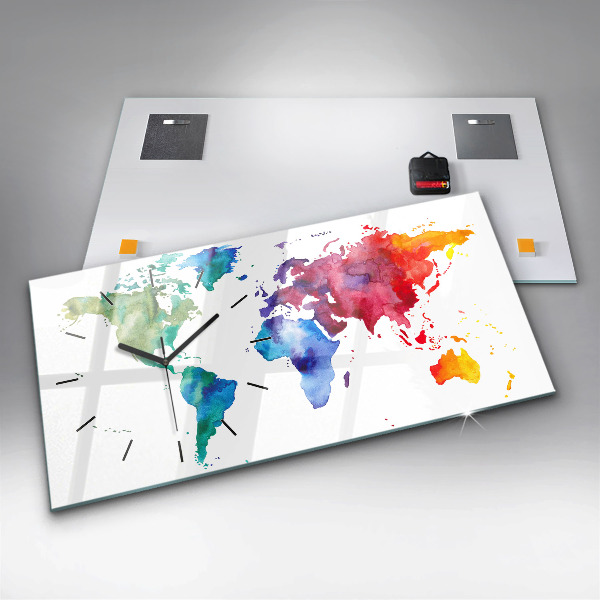 Vízszintes üvegóra Akvarell térkép a világról