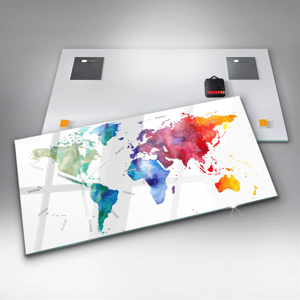 Vízszintes üvegóra Akvarell térkép a világról