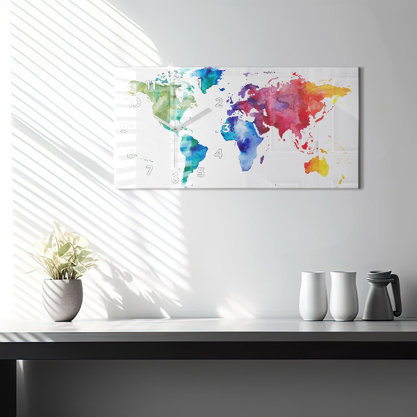 Vízszintes üvegóra Akvarell térkép a világról