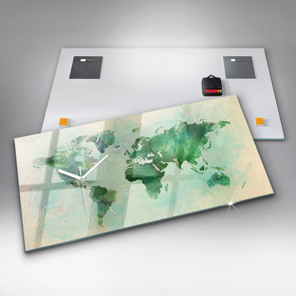 Vízszintes üvegóra Akvarell világtérkép