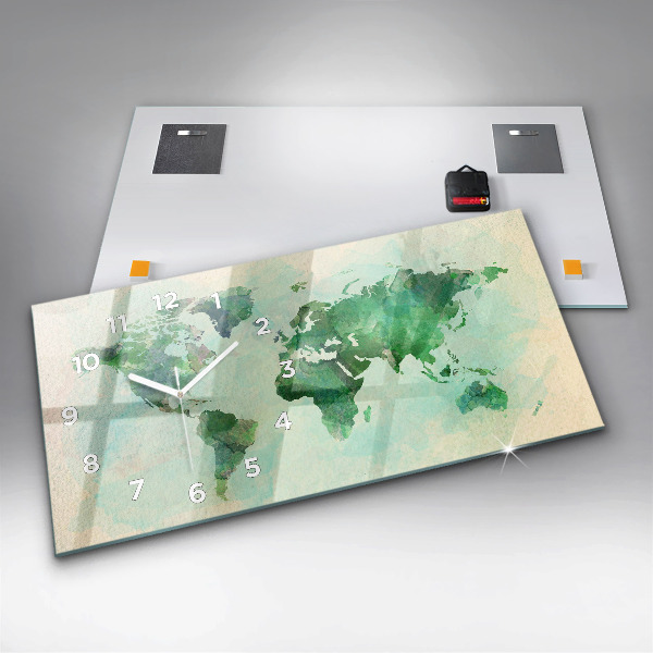 Vízszintes üvegóra Akvarell világtérkép