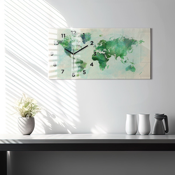 Vízszintes üvegóra Akvarell világtérkép
