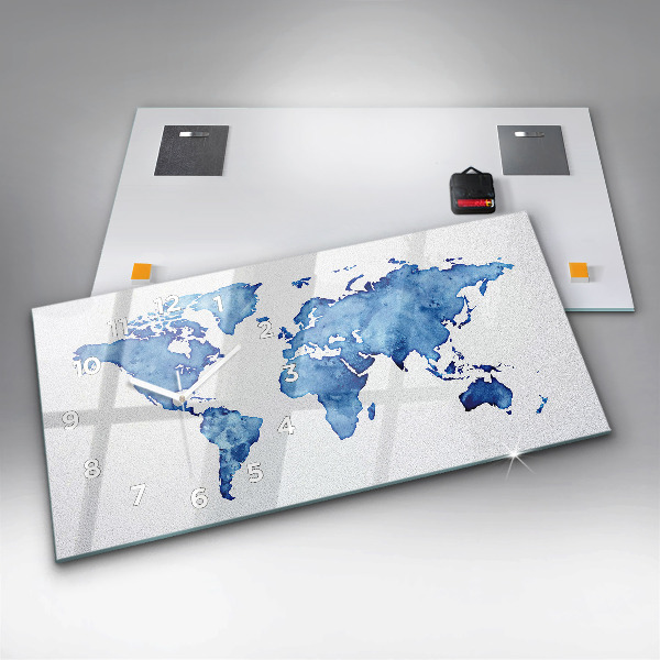 Vízszintes üvegóra Akvarell világtérkép
