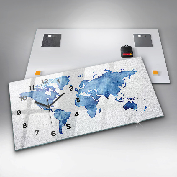 Vízszintes üvegóra Akvarell világtérkép