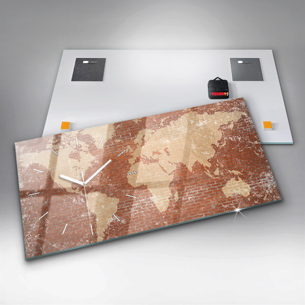 Vízszintes üvegóra Világtérkép téglán