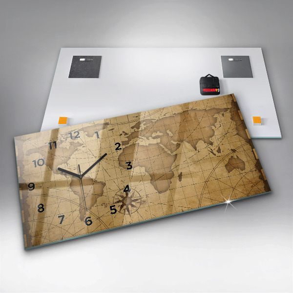 Vízszintes üvegóra Vintage világtérkép