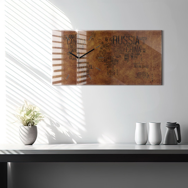 Vízszintes üvegóra Országnevek térképe