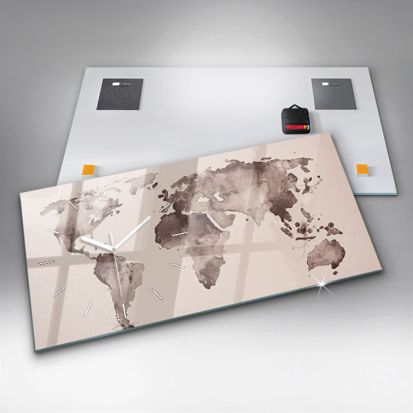 Vízszintes üvegóra Akvarell világtérkép