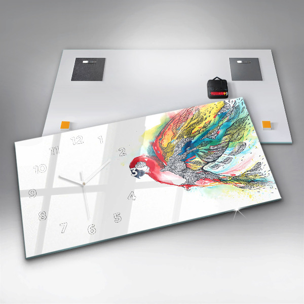 Vízszintes üvegóra Színes papagáj repülés közben