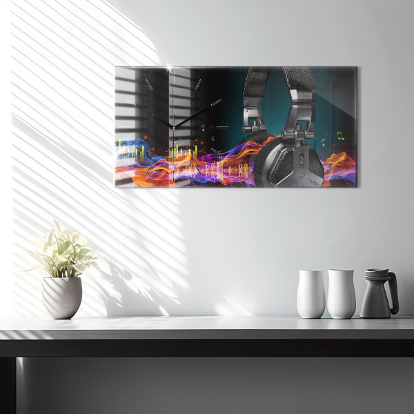 Vízszintes üvegóra Fejhallgató és hanghullámok