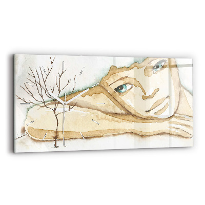 Vízszintes üvegóra Egy nő portréja