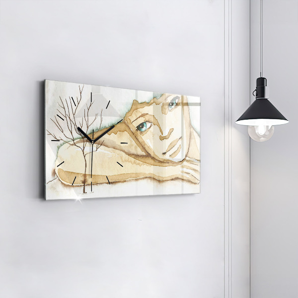 Vízszintes üvegóra Egy nő portréja