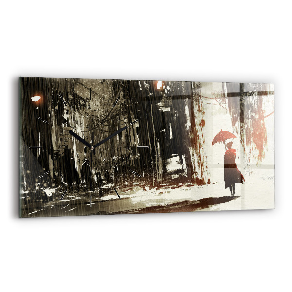 Vízszintes üvegóra Nő egy esős éjszakán