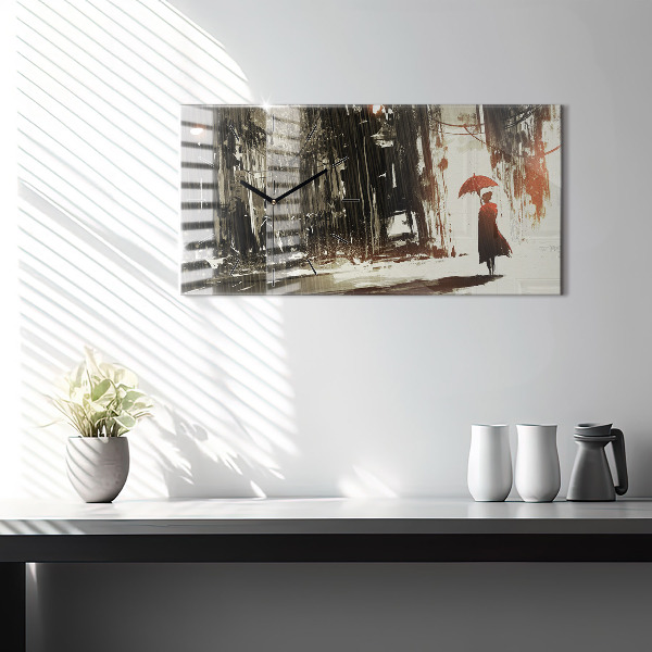 Vízszintes üvegóra Nő egy esős éjszakán