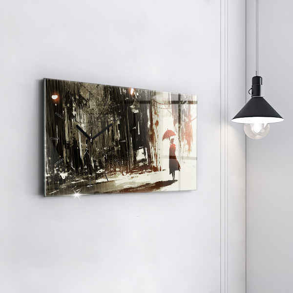 Vízszintes üvegóra Nő egy esős éjszakán