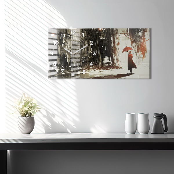 Vízszintes üvegóra Nő egy esős éjszakán