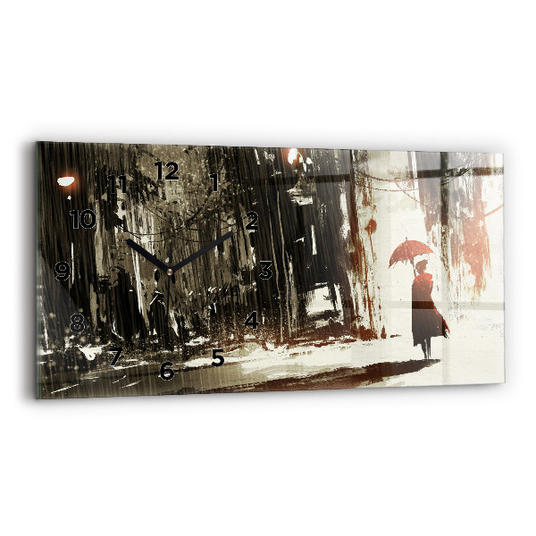 Vízszintes üvegóra Nő egy esős éjszakán