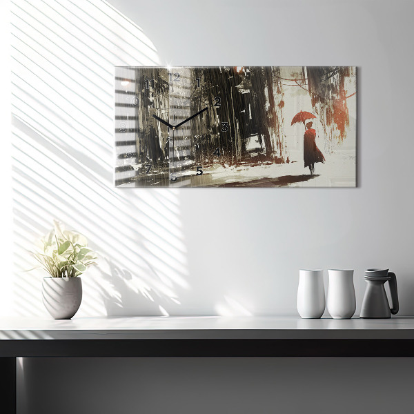 Vízszintes üvegóra Nő egy esős éjszakán