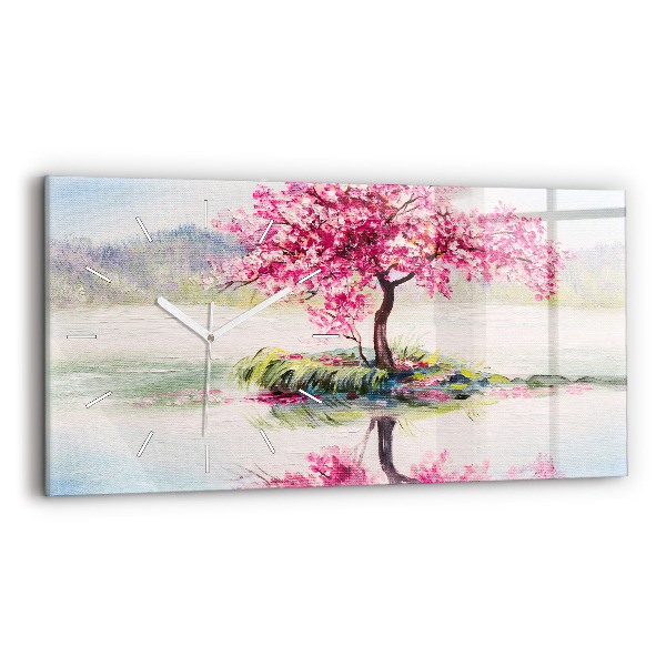 Vízszintes üvegóra Fa mozaik