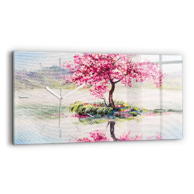 Vízszintes üvegóra Fa mozaik